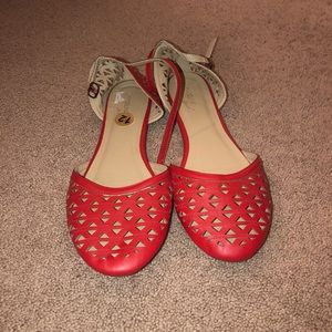 Red closed toed Sandal